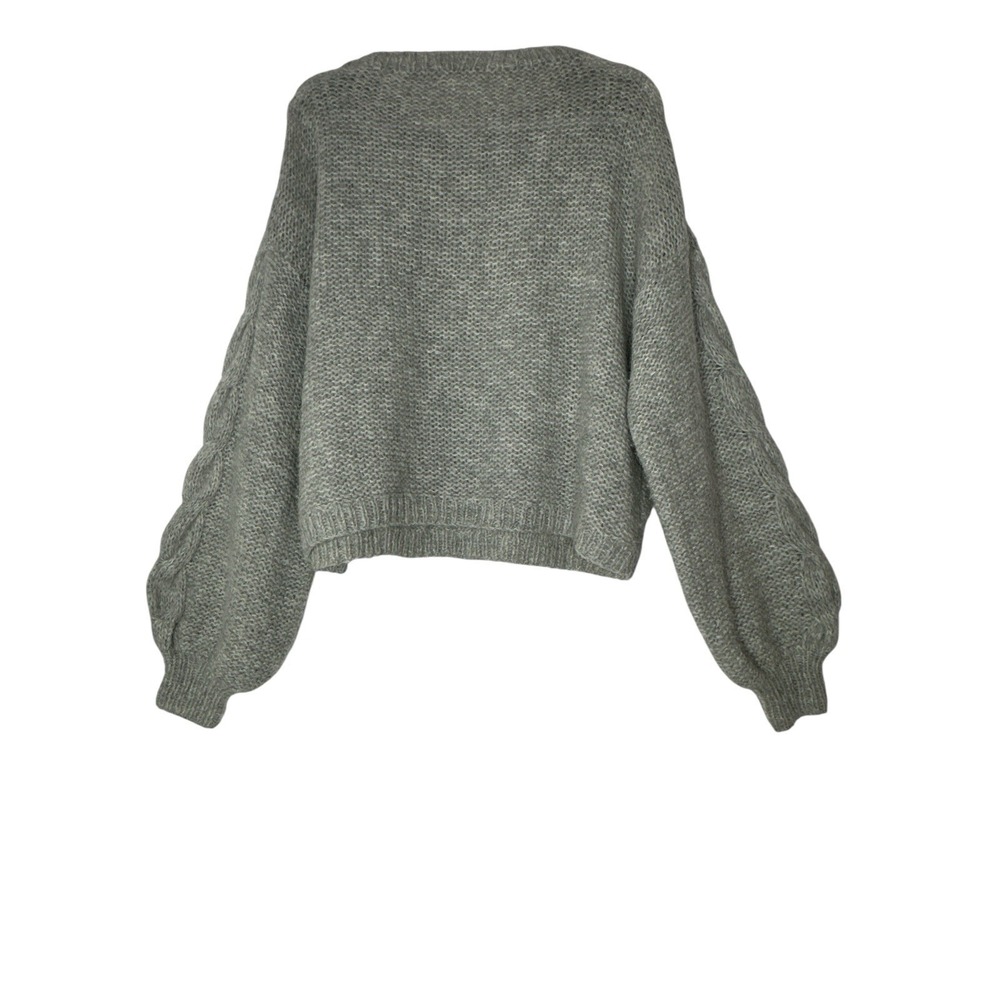 Eleven Six Vaida Sweater Women's M/L Pale Grey Hand Knit Baby Alpaca Wool $398 - Picture 4 of 14